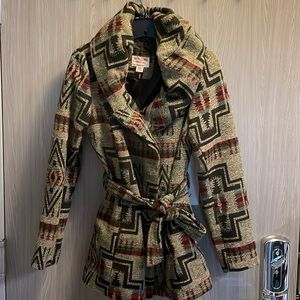 Mossimo belted Aztec Jacket - olive tones size Medium